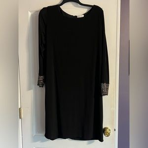 Calvin Klein Women's Cold-Shoulder Embellished Cuff Black Dress size 20W